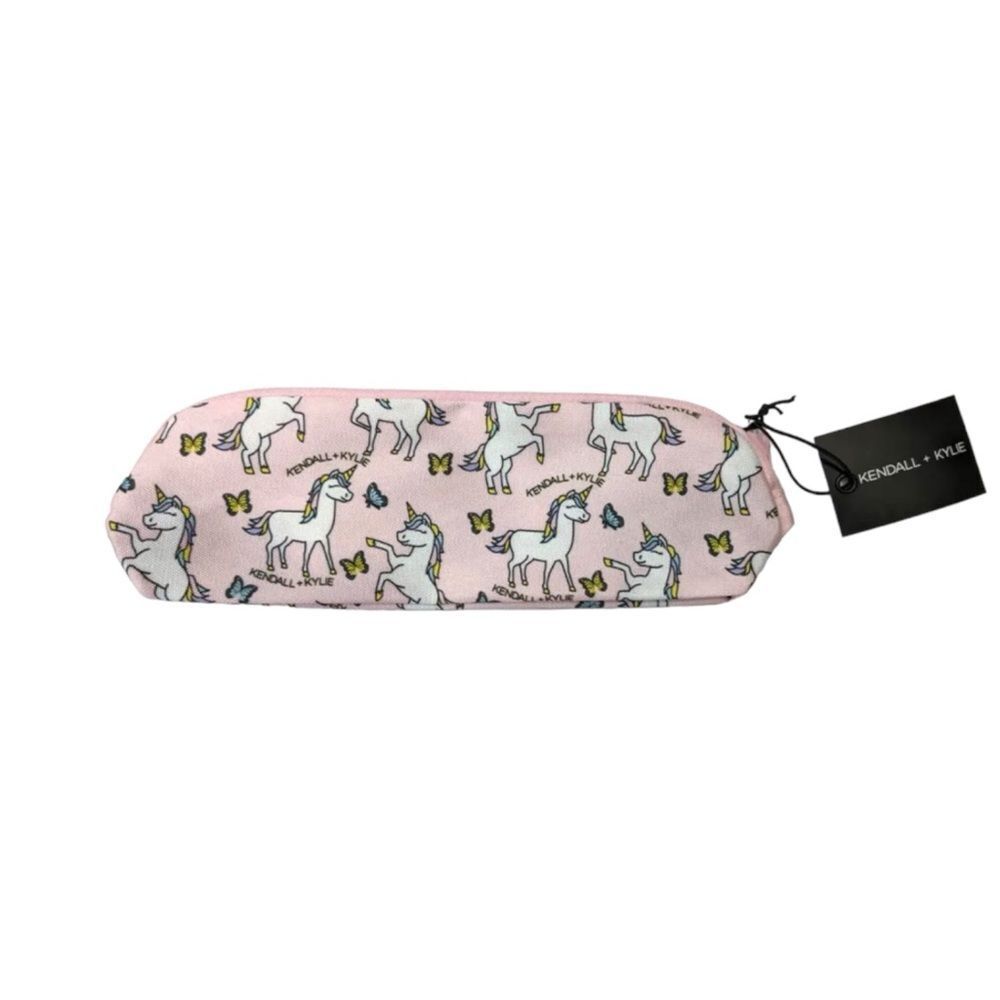 Kendall & Kylie Unicorn Print Slim Nylon Cosmetic/Pencil Case Baby Pink Size OS